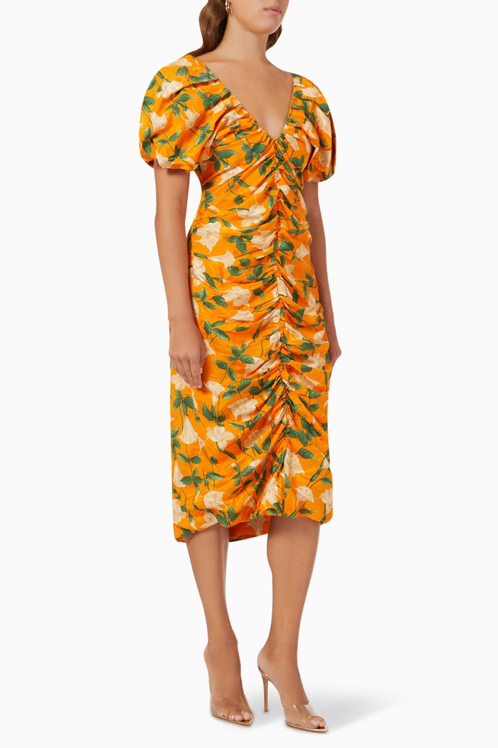 

Camelia Midi Dress in Jacquard, Orange
