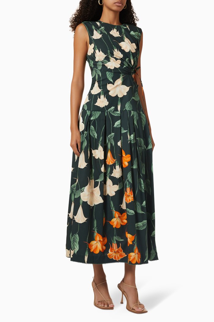 

Otono Cut-out Maxi Dress in Cotton, Multicolour