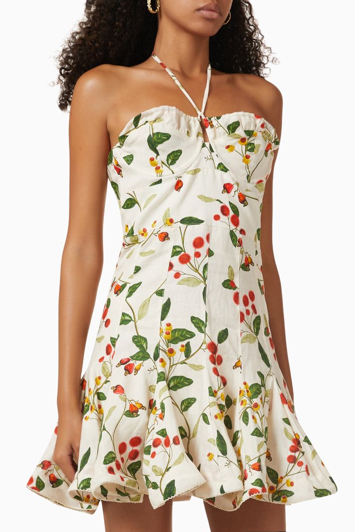 

Anturio Printed Mini Dress in Linen, Multicolour