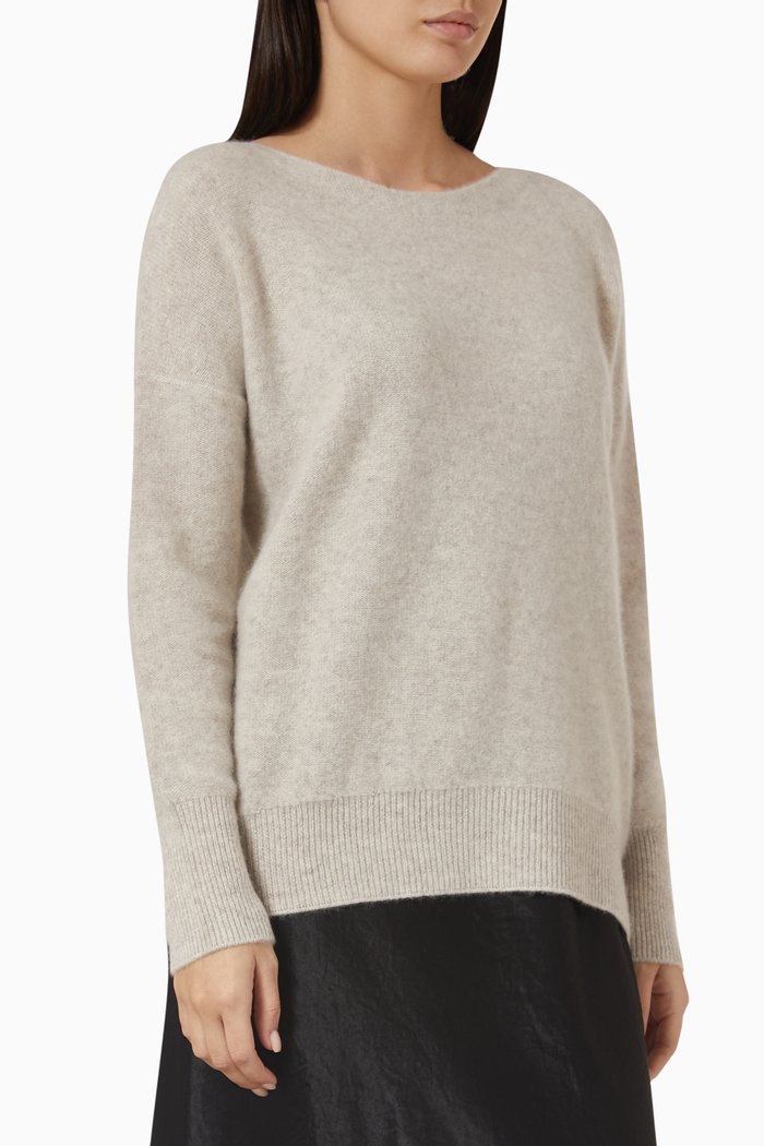 

Banded Boat Neck Sweater in Cashmere, Neutral