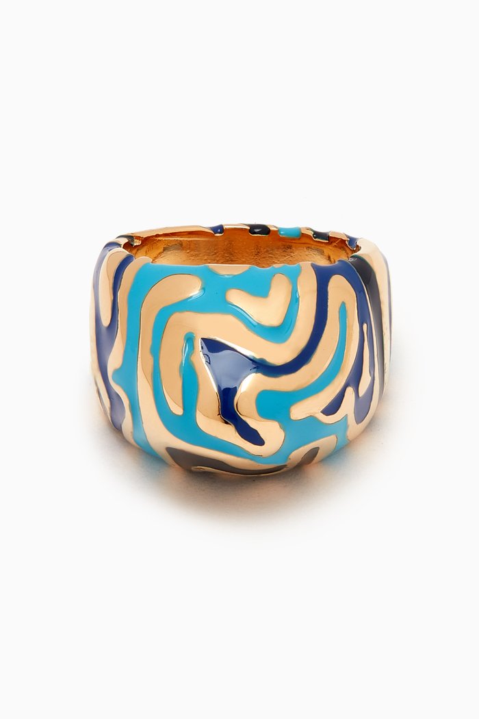 

Cocktail Logo-engraved Ring, Blue