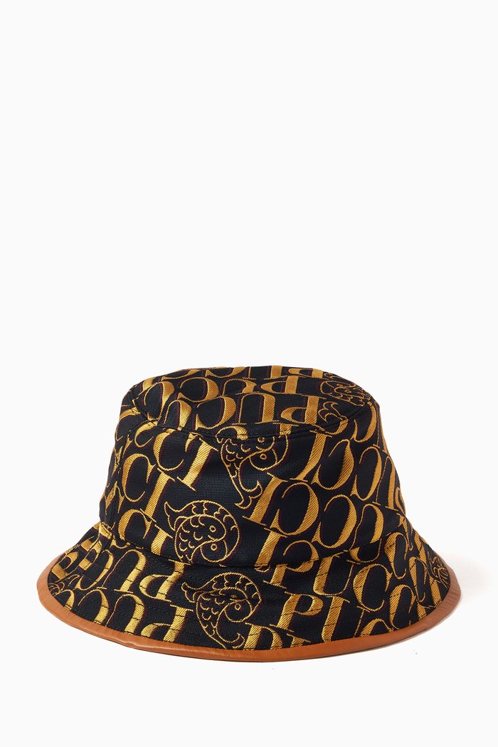

Logo-jacquard Bucket Hat in Leather, Brown