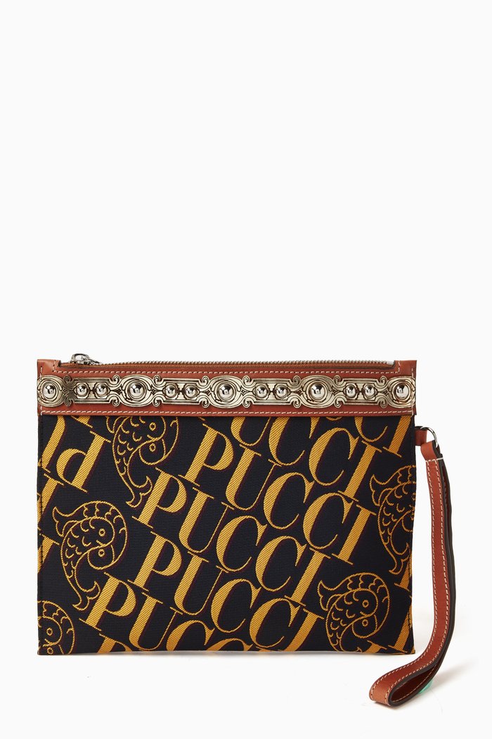 

Logo Envelope Pouch in Jacquard, Brown