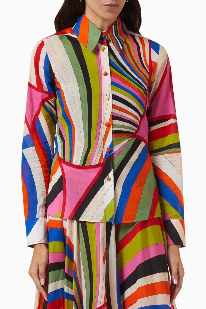 

Printed Shirt in Cotton Muslin, Multicolour
