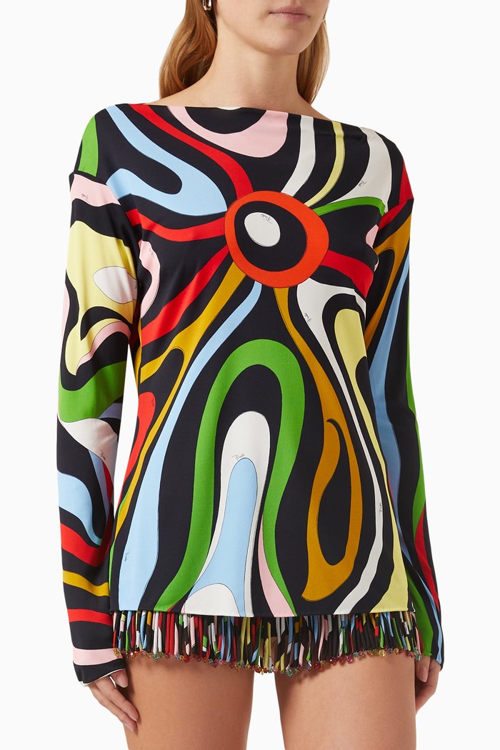 

Printed Blouse in Jersey, Multicolour