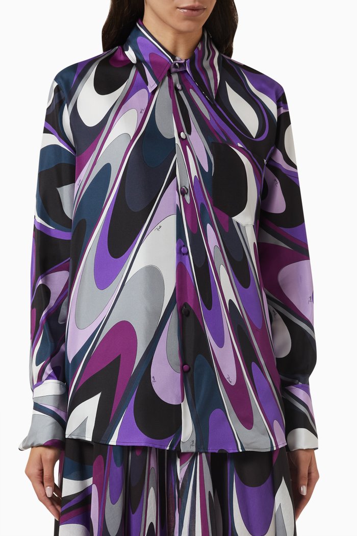 

Printed Shirt in Silk Twill, Multicolour