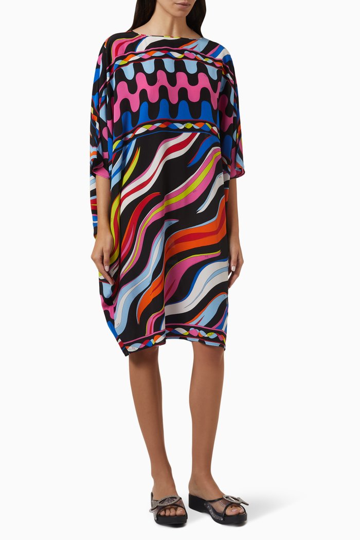 

Printed Kaftan in Silk Crepe de Chine, Multicolour