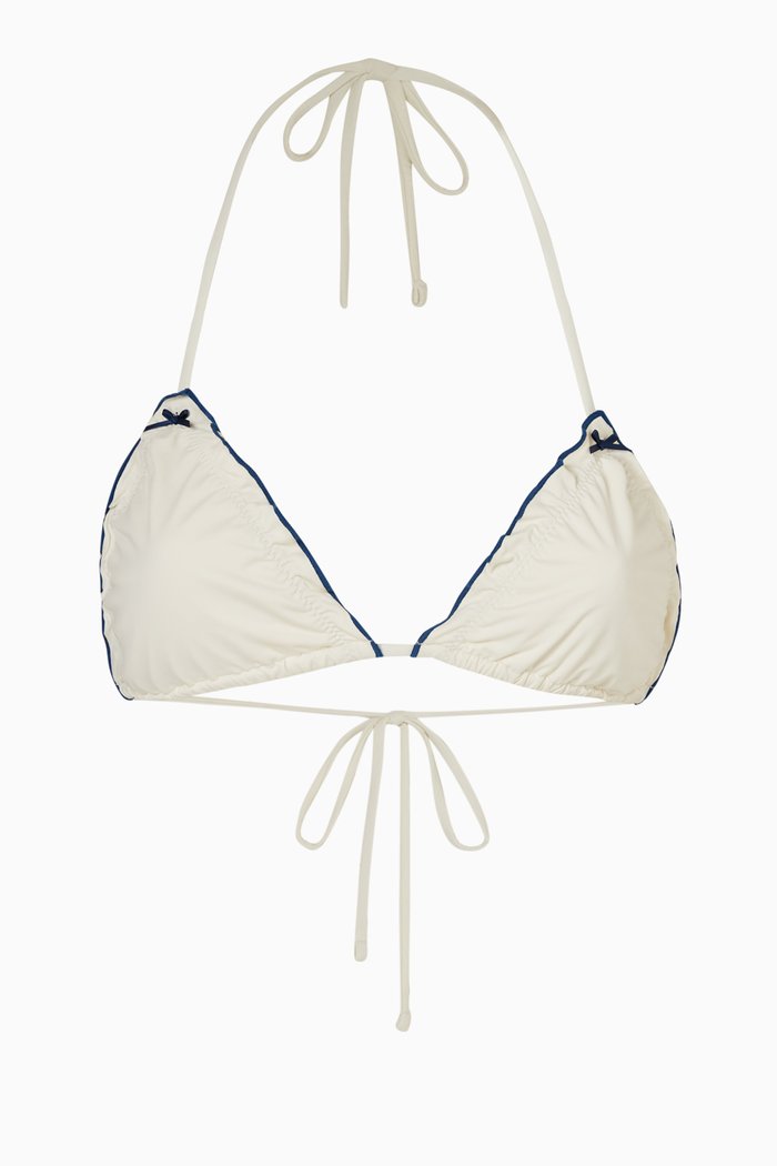 

Tidal Ruffle Triangle Bikini Top, Neutral