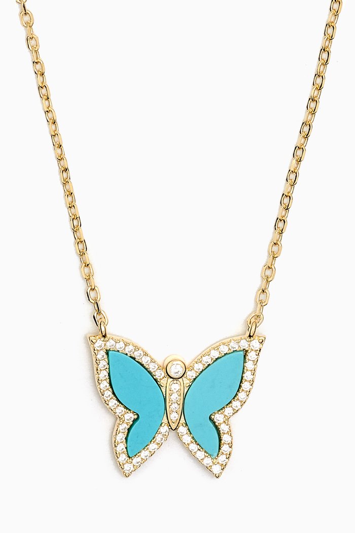 

Butterfly Crystal Necklace in Gold-plated Sterling Silver, Blue