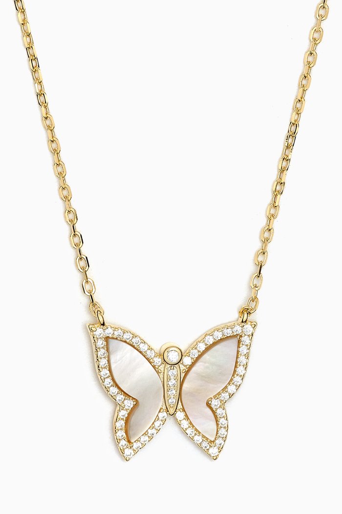 

Butterfly Crystal Necklace in Gold-plated Sterling Silver, White