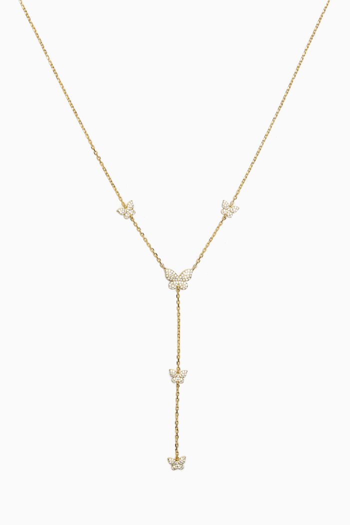 

Pavé Butterfly Lariat Necklace in Gold-plated Sterling Silver, Yellow