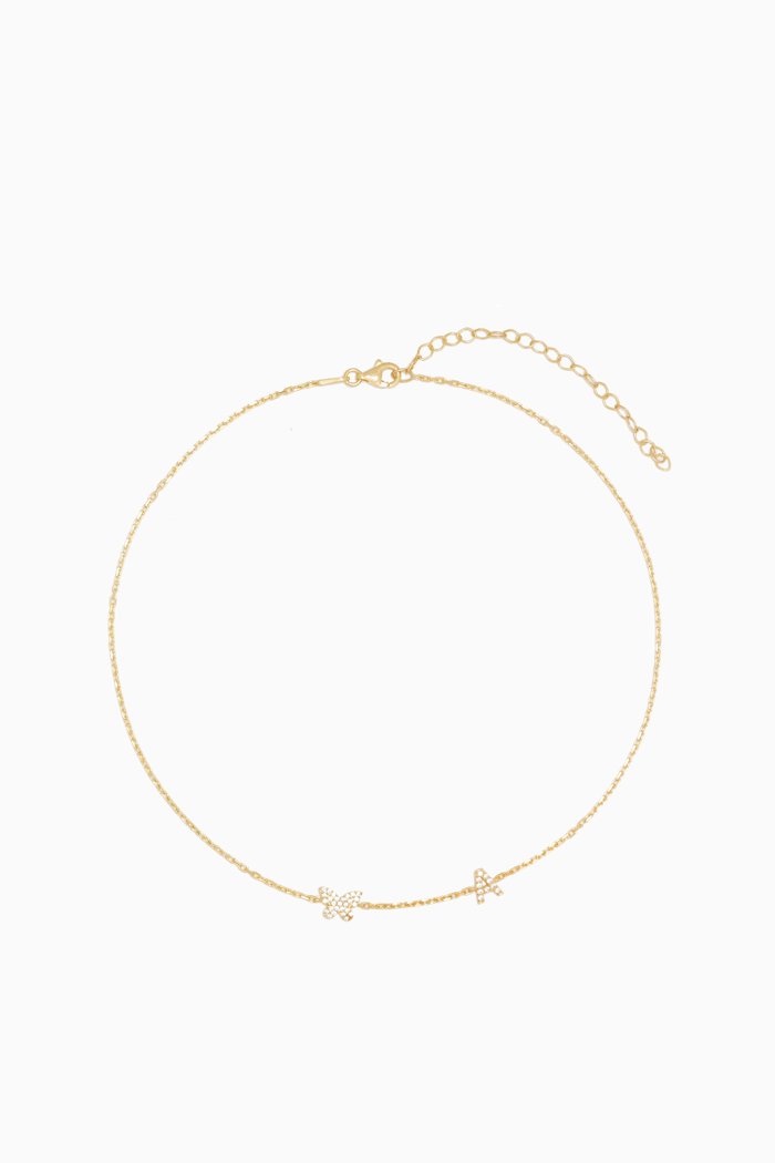 

Pavé Butterfly Initial Choker in Gold-plated Sterling Silver, Yellow