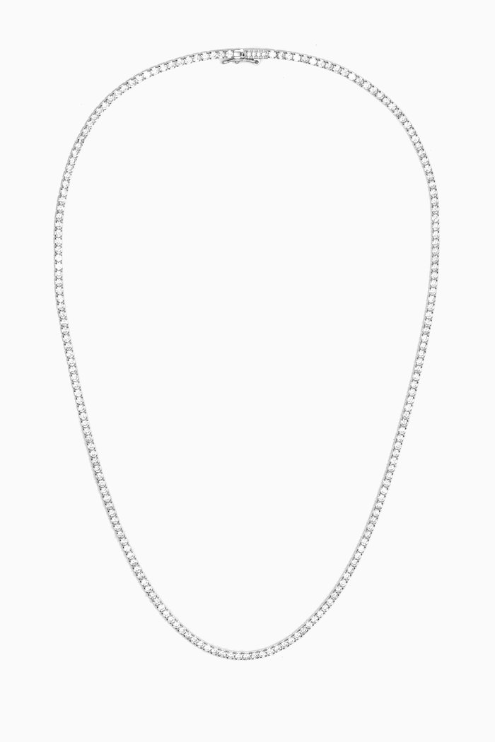 

Classic Crystal Thin Tennis Necklace in Sterling Silver