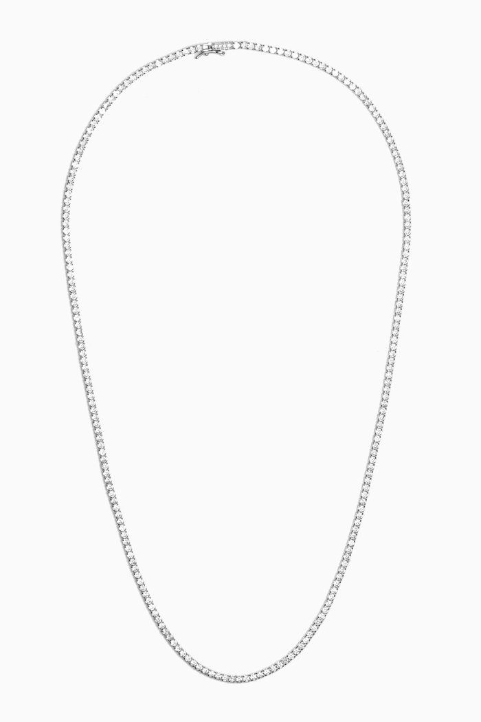 

Classic Crystal Thin Tennis Necklace in Sterling Silver
