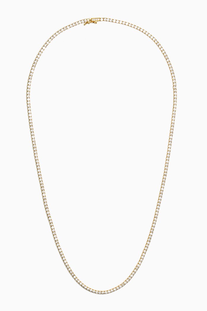 

Classic Thin Tennis Necklace in Gold-plated Sterling Silver, Yellow
