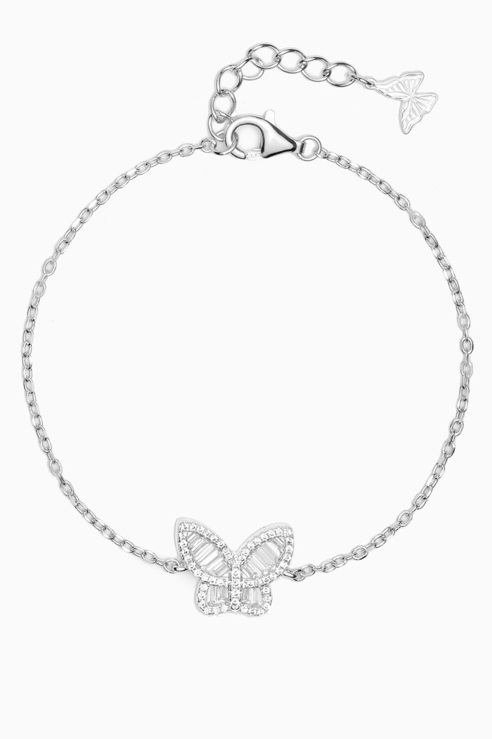 

Pavé Baguette Butterfly Bracelet in Sterling Silver