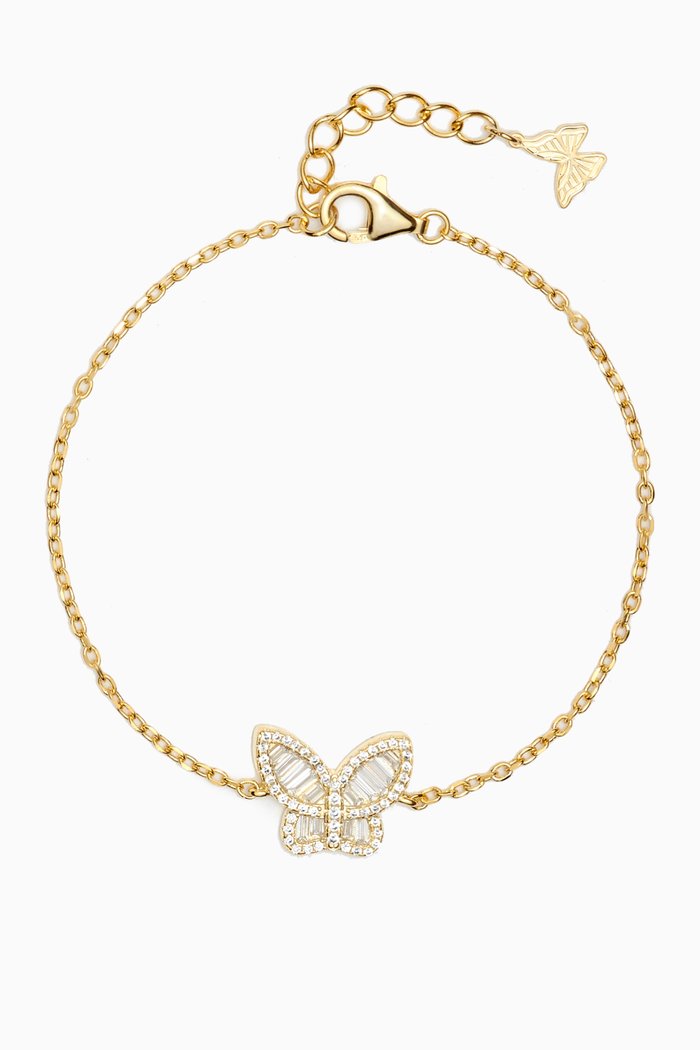 

Pavé Baguette Butterfly Bracelet in Gold-plated Sterling Silver, Yellow