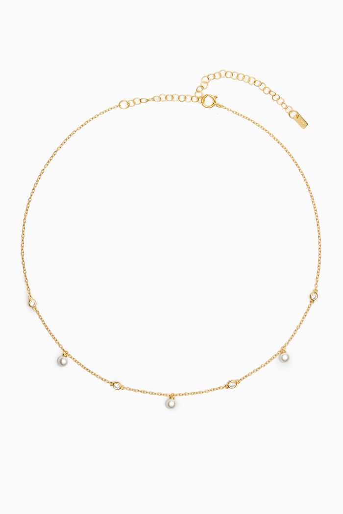 

Dangling Pearl Choker in Gold-plated Sterling Silver, Yellow