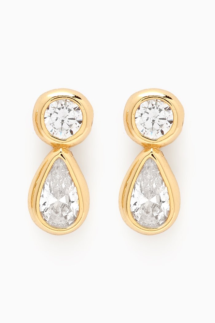 

Solitaire & Teardrop Crystal Tennis Earrings in Gold-plated Sterling Silver, Yellow