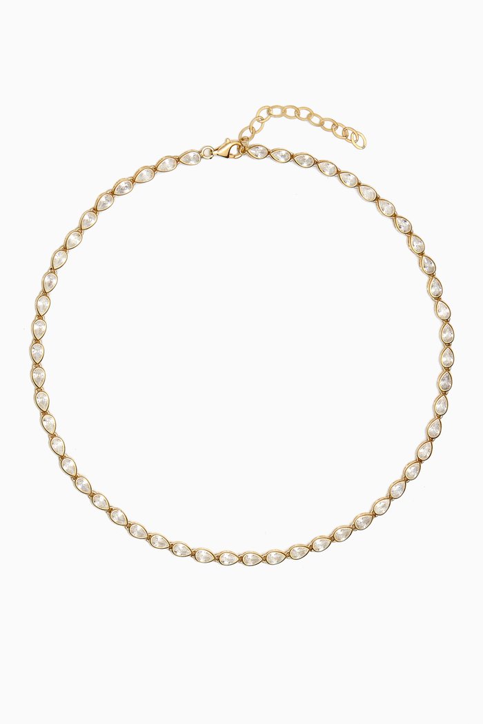 

Teardrop Crystal Tennis Necklace in Gold-plated Sterling Silver, Yellow