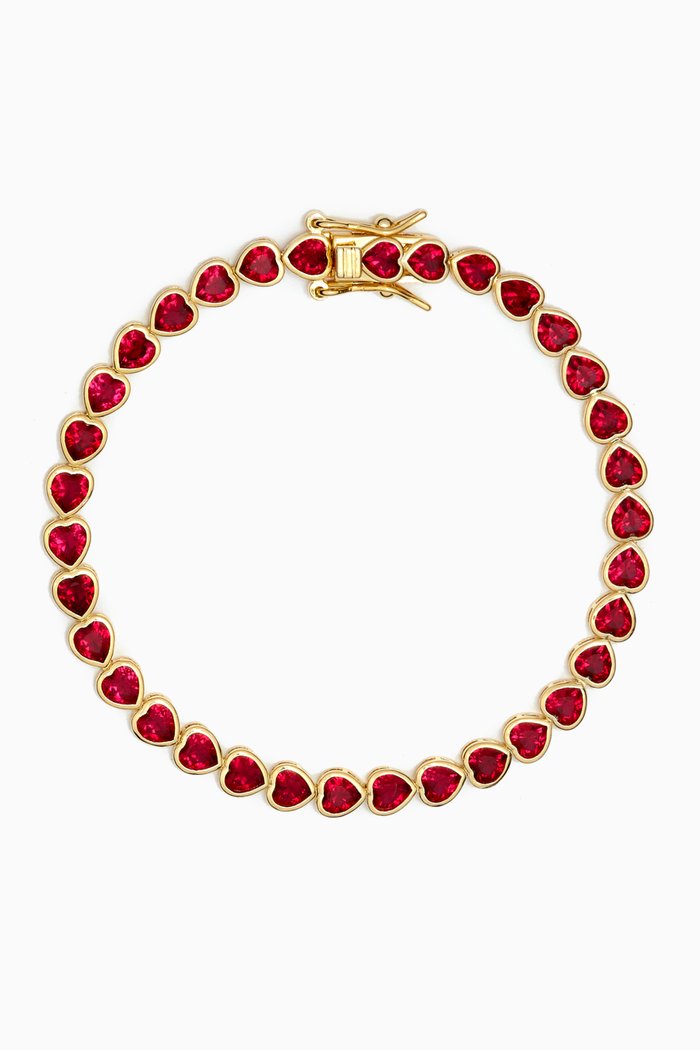 

Heart-set Crystal Tennis Bracelet in Gold-plated Sterling Silver, Yellow