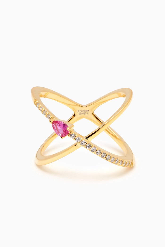 

Teardrop Criss-cross Ring in Gold-plated Sterling Silver, Yellow