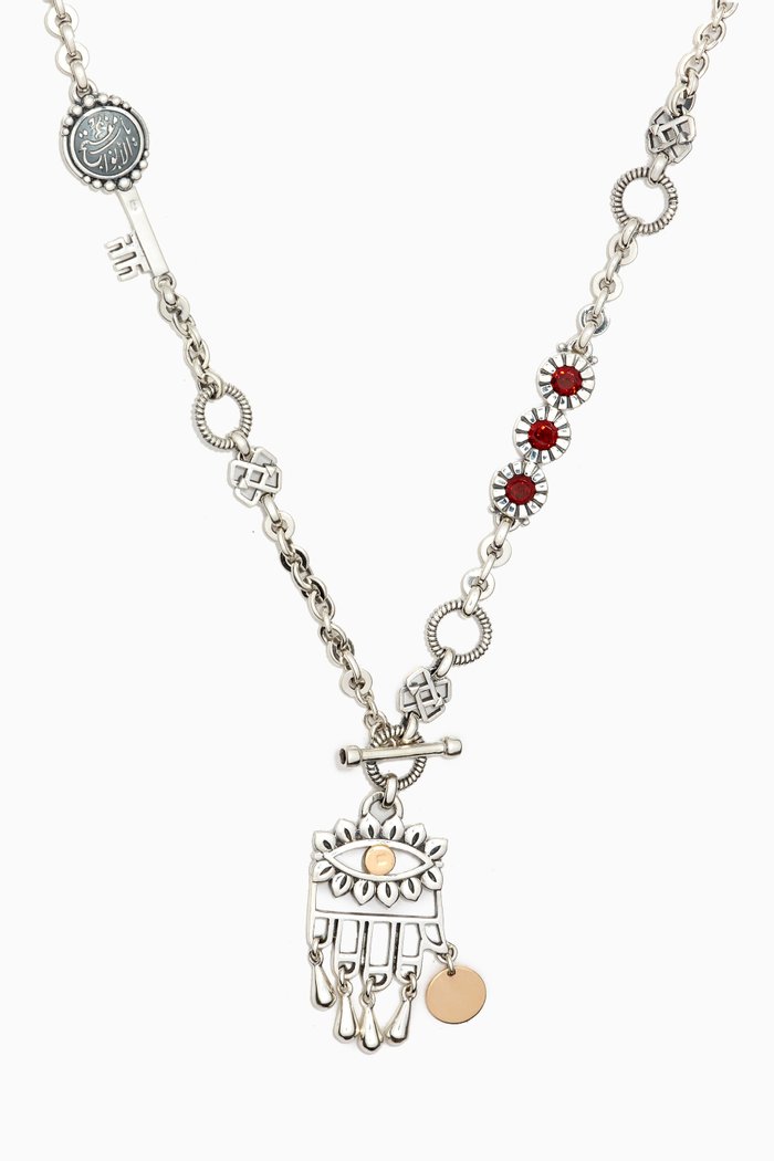 

Multi-wear Eye Necklace in 18kt Gold & Sterling Silver