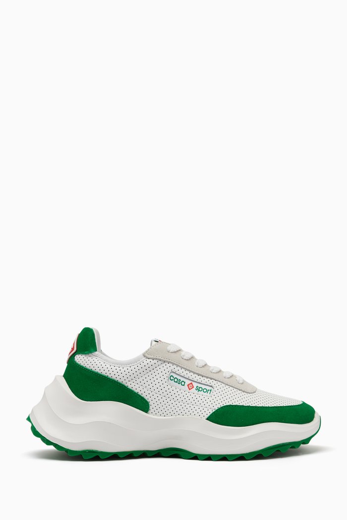 

Atlantis Sneakers in Perforated Leather & Suede, Green