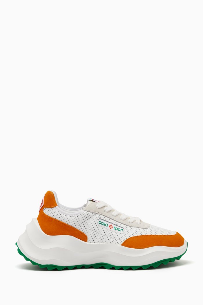 Atlantis Sneakers in Perforated Leather & Suede, Orange