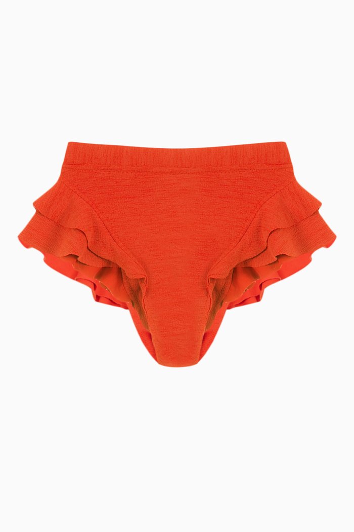 Turbe High-waist Bikini Bottoms in Stretch Nylon, Orange