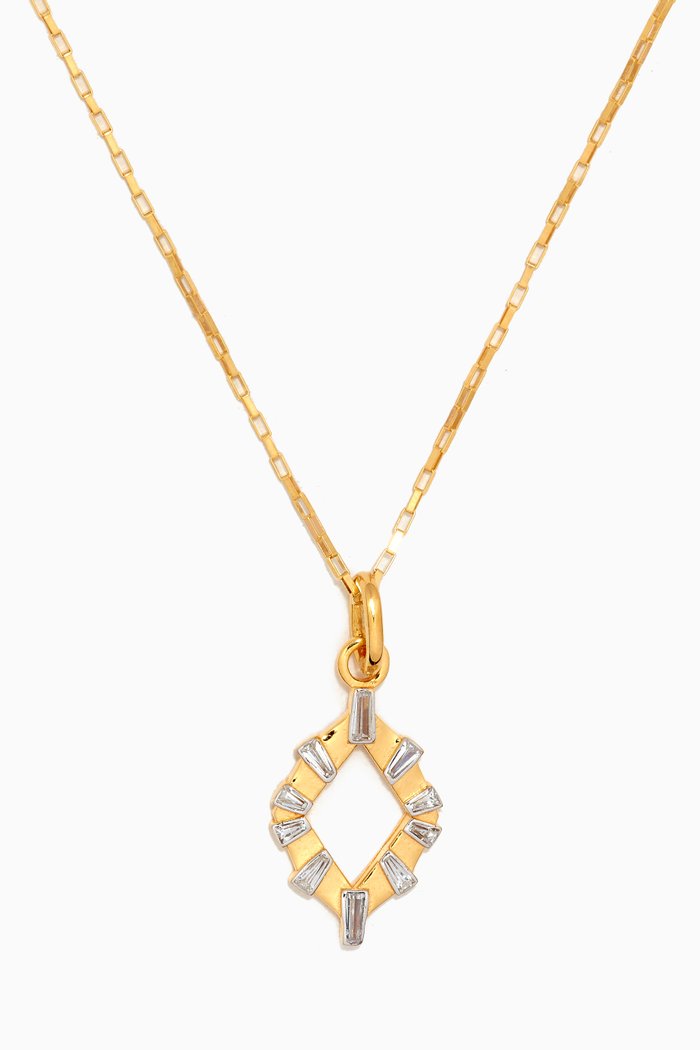 

CZ Drop Pendant Necklace in 24kt Gold-plated Sterling Silver