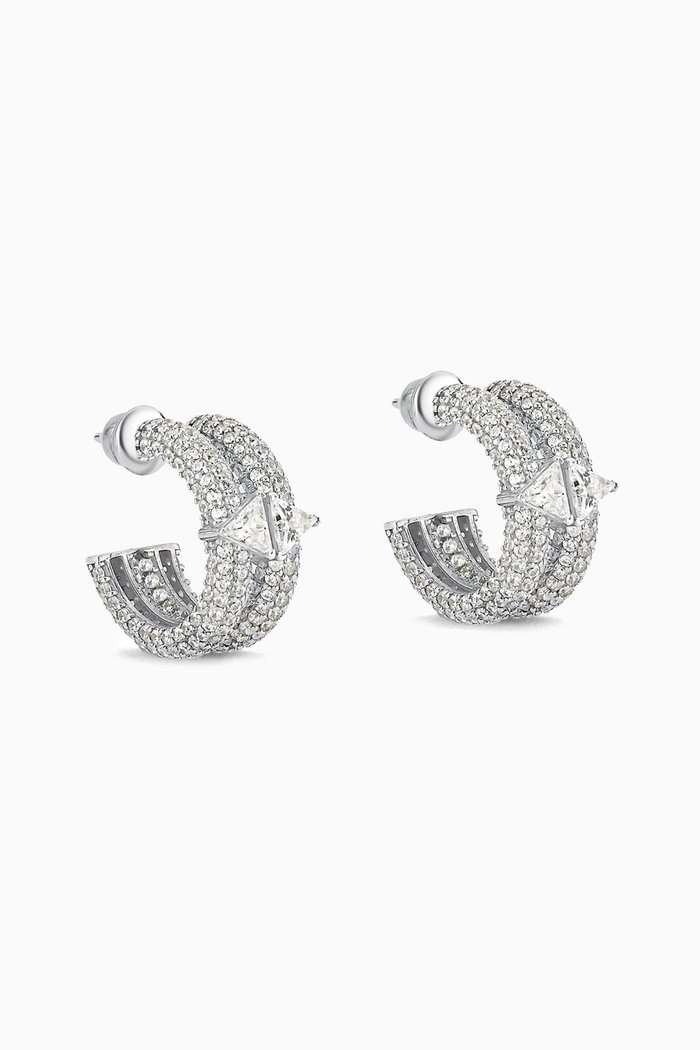 

Halo Huggie Earrings in Rhodium-plated Sterling Silver