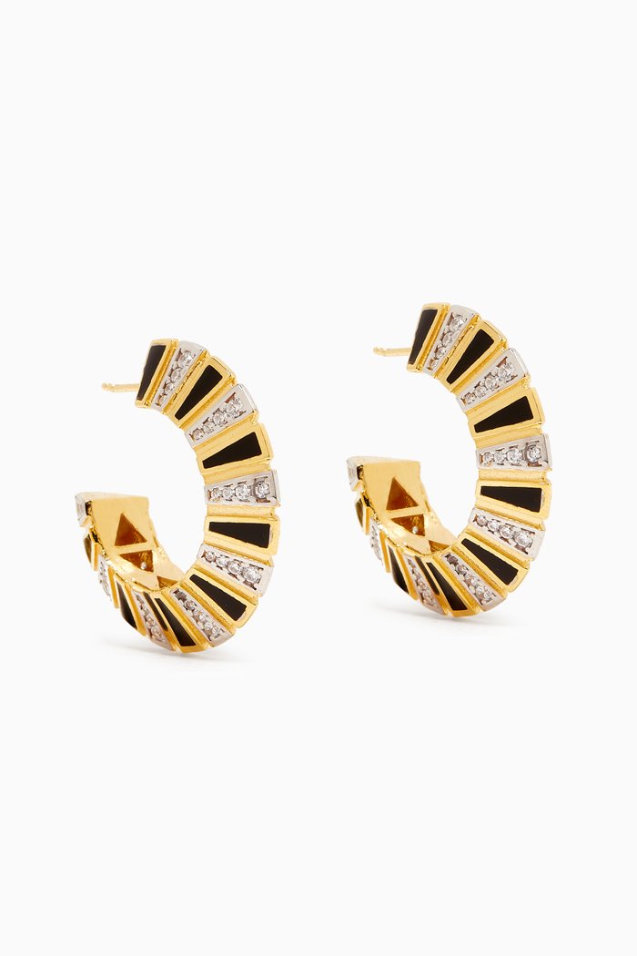 

Mini Play All Night Hoop Earrings in 24kt Gold-plated Sterling Silver, Black