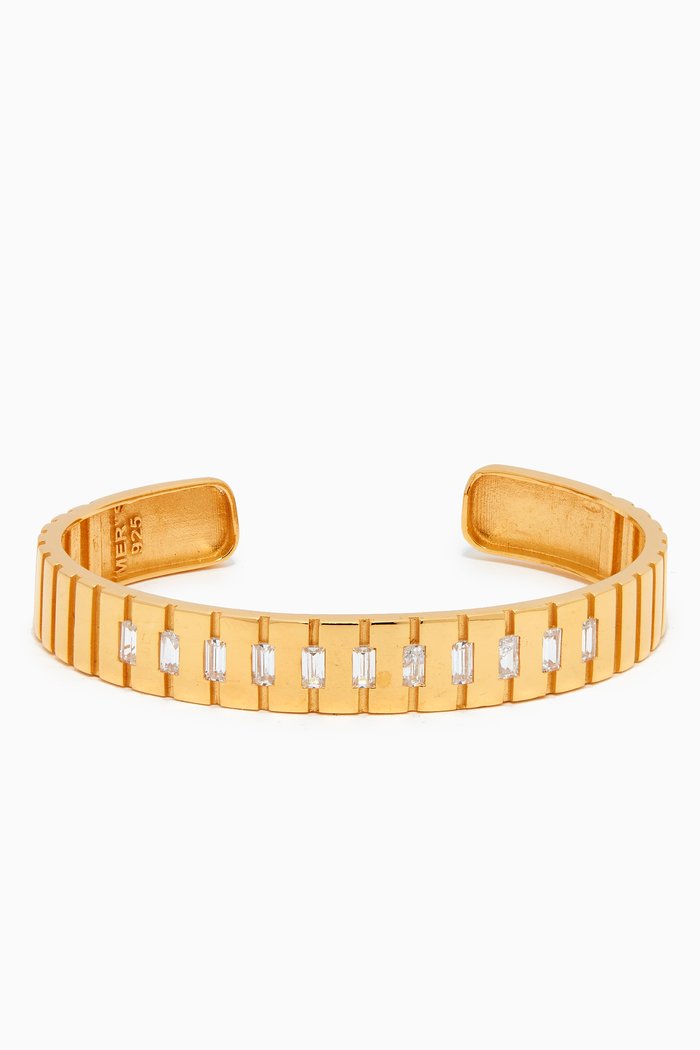 

We are Bold CZ Cuff Bracelet in 24kt Gold-plated Sterling Silver