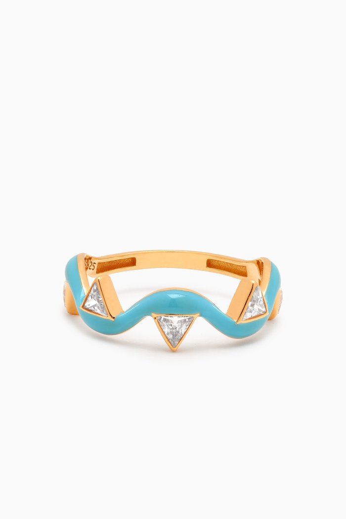

Luminous Flare Ring in 24kt Gold-plated Sterling Silver, Blue