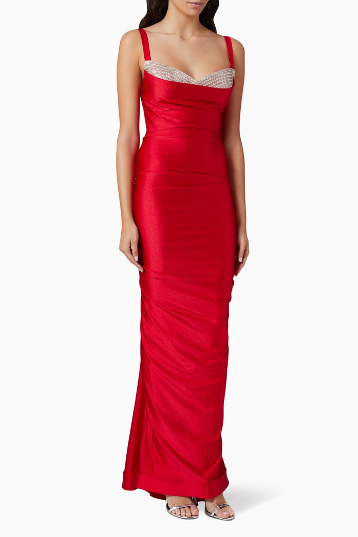 Crumb Catcher Gown in Lycra, Red