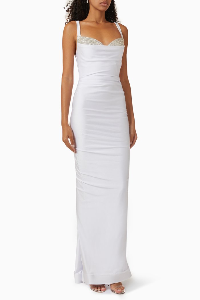 

Crumb Catcher Gown in Lycra, White