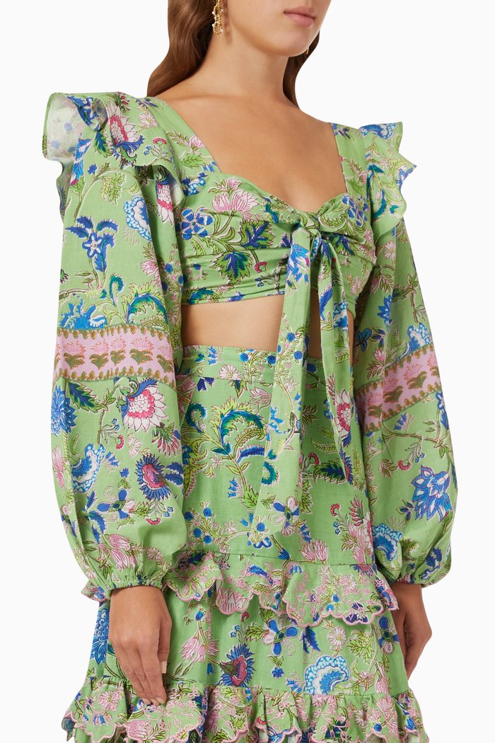 Tie-up Crop Top, Green