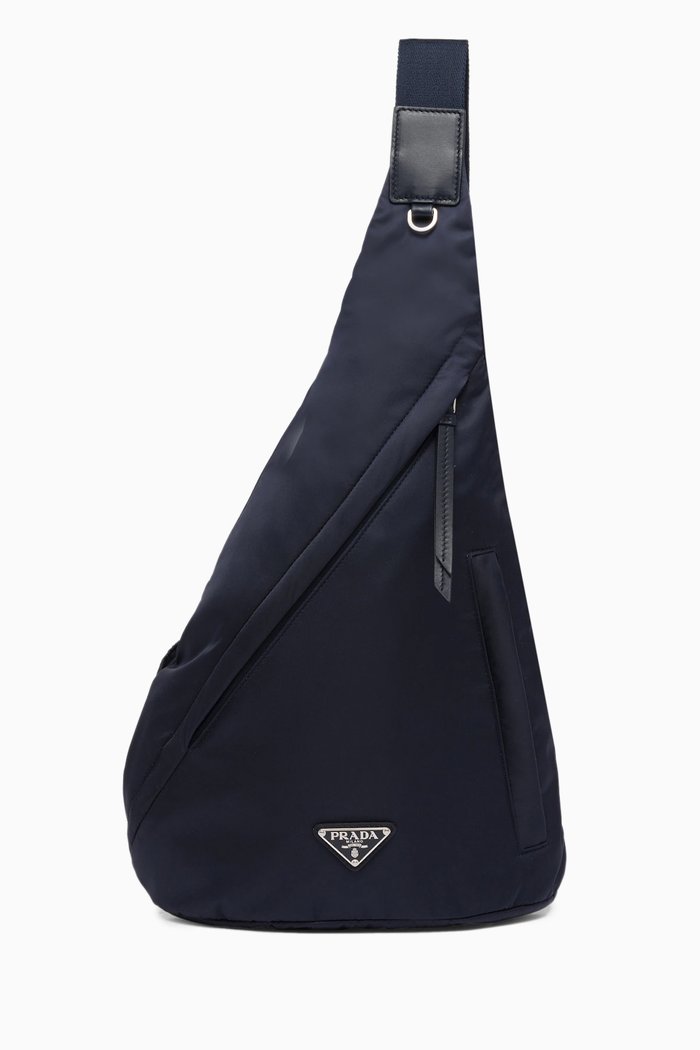 

Sling Backpack in Re-Nylon & Saffiano Leather, Black
