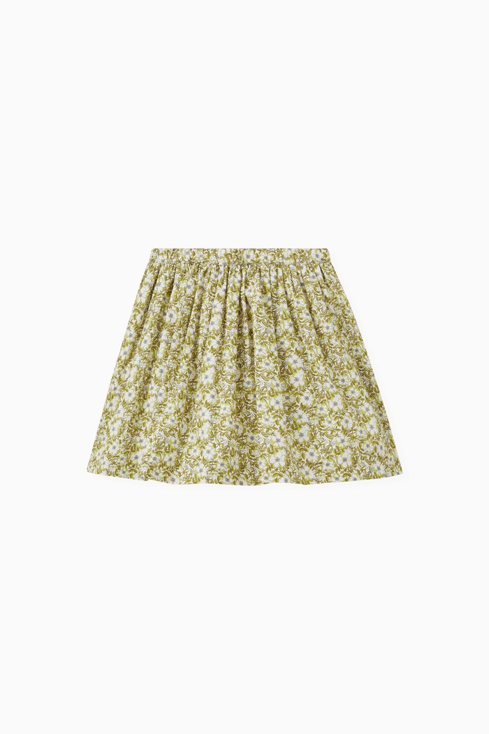 

Floral Print Skirt in Cotton, Green