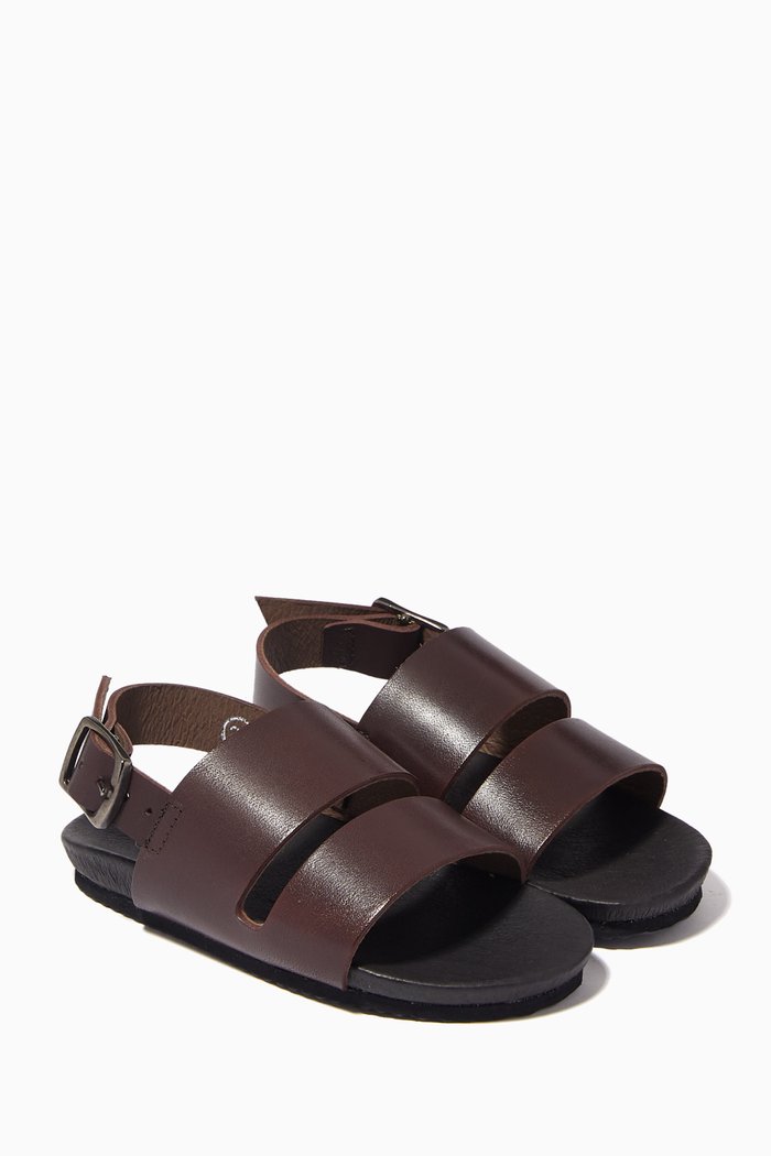 

Double Strap Sandal in Leather, Brown
