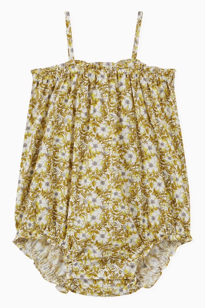 

All-over Print Romper in Cotton, Green