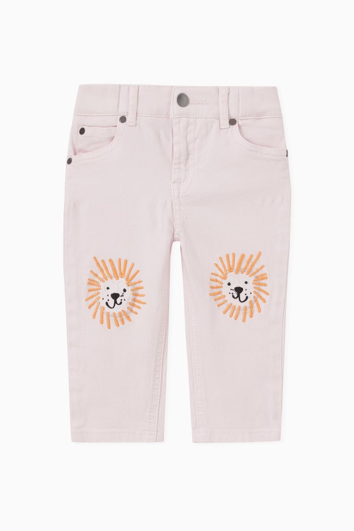 

Embroidered Knee-patch Slim-fit Jeans, White