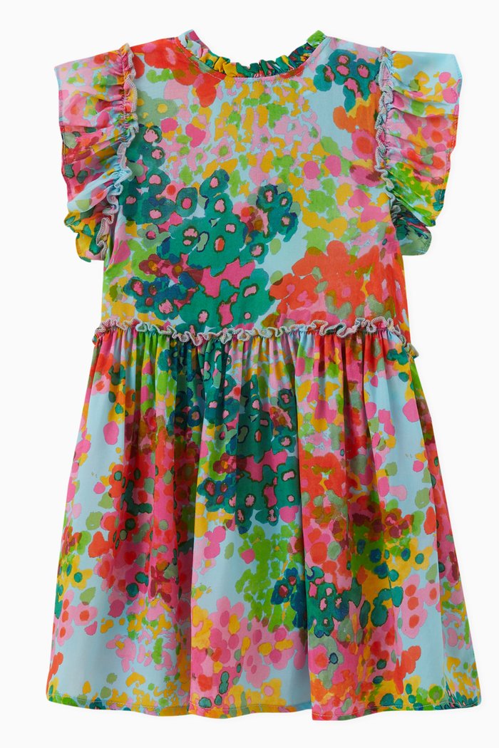 

Frilled Floral Dress in Lyocell, Multicolour