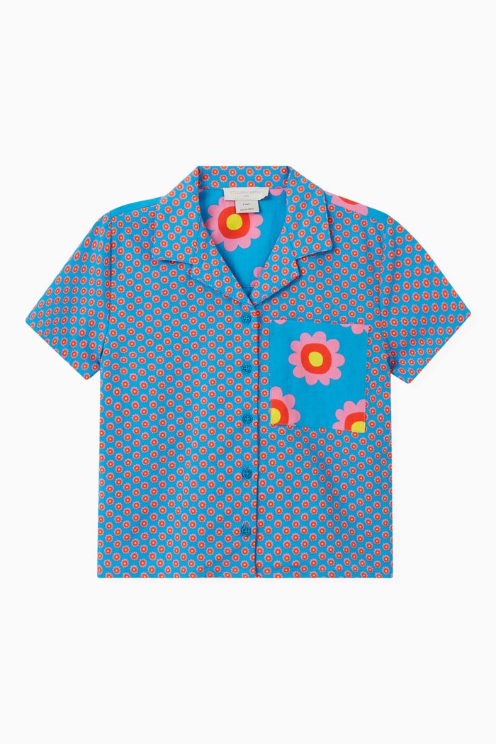 Floral Shirt in Cotton, Blue