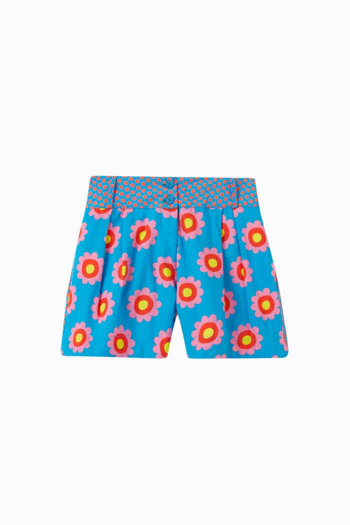 

Floral Shorts in Cotton, Blue