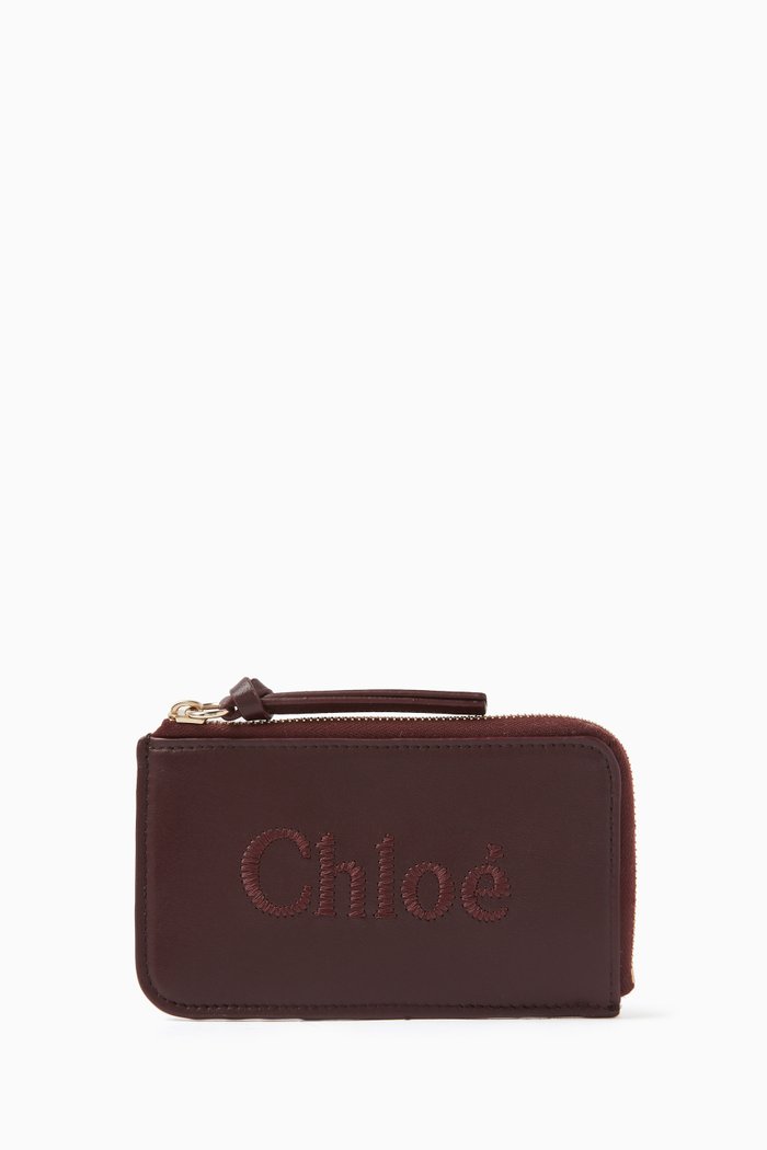 

Small Logo Sense Coin Purse in Shiny Calfskin, Burgundy