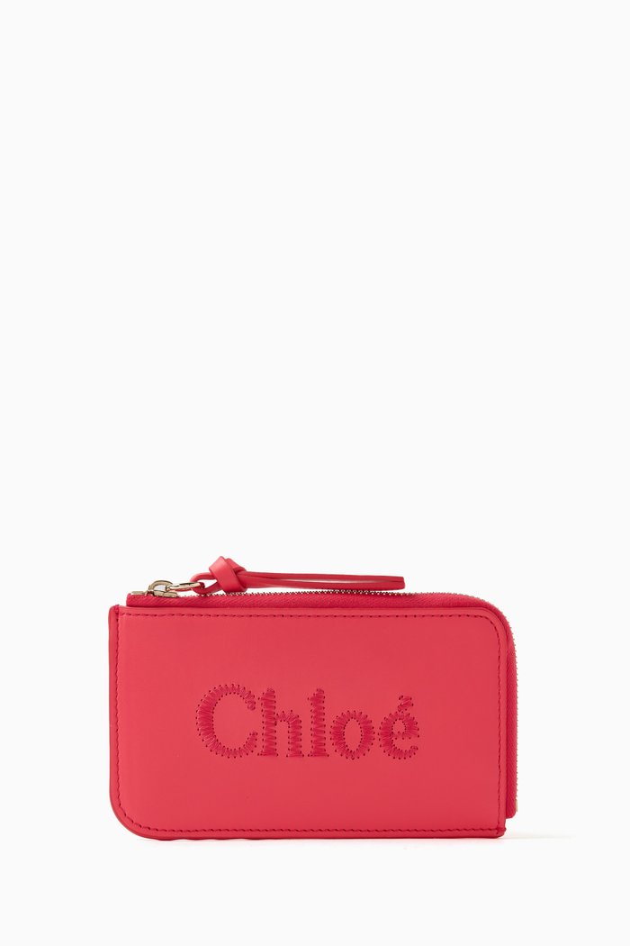 

Small Logo Sense Coin Purse in Shiny Calfskin, Pink