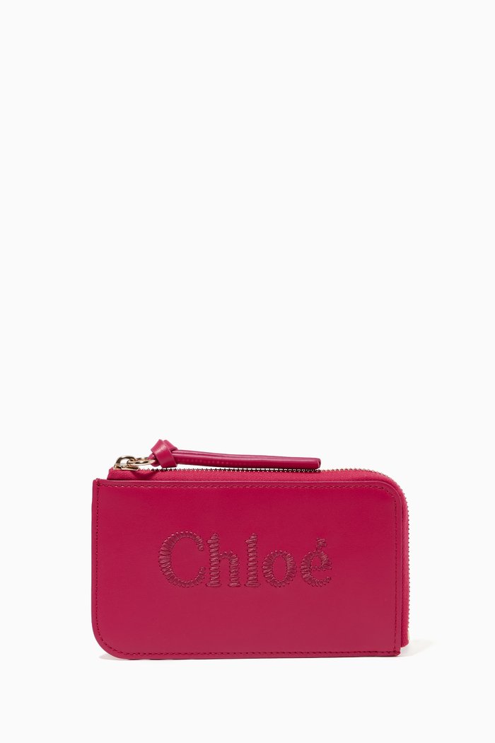 Logo Sense Small Coin Purse in Shiny Calfskin, Pink