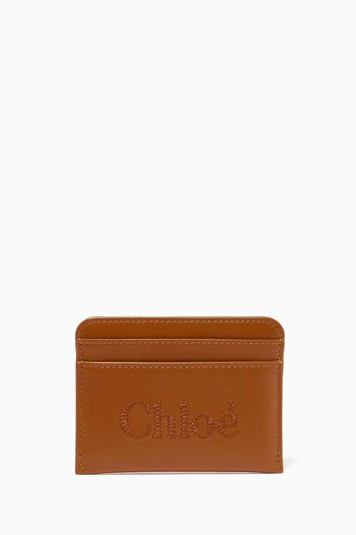 

Logo Sense Card Holder in Shiny Calfskin, Brown